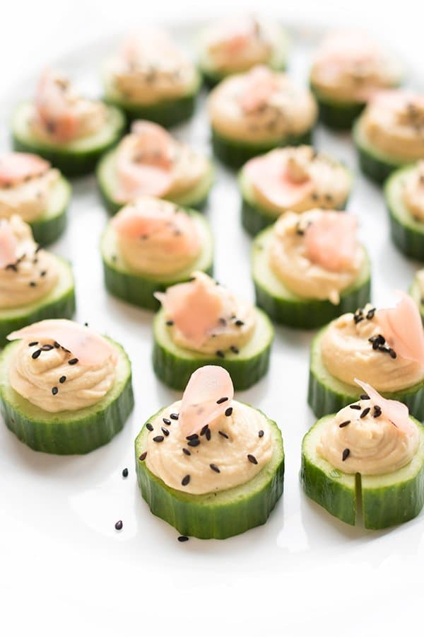 CUCUMBER HUMMUS BITES WITH PICKLED GINGER Cooks Network