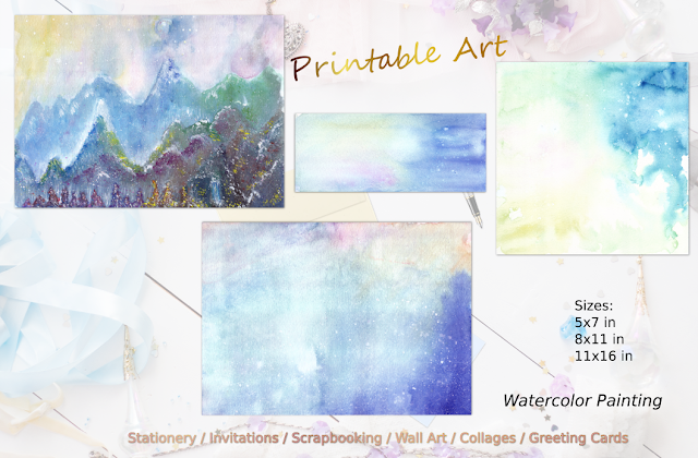 Blue Abstract Landscape Watercolor Painting Blue Abstract Landscape Watercolor Painting