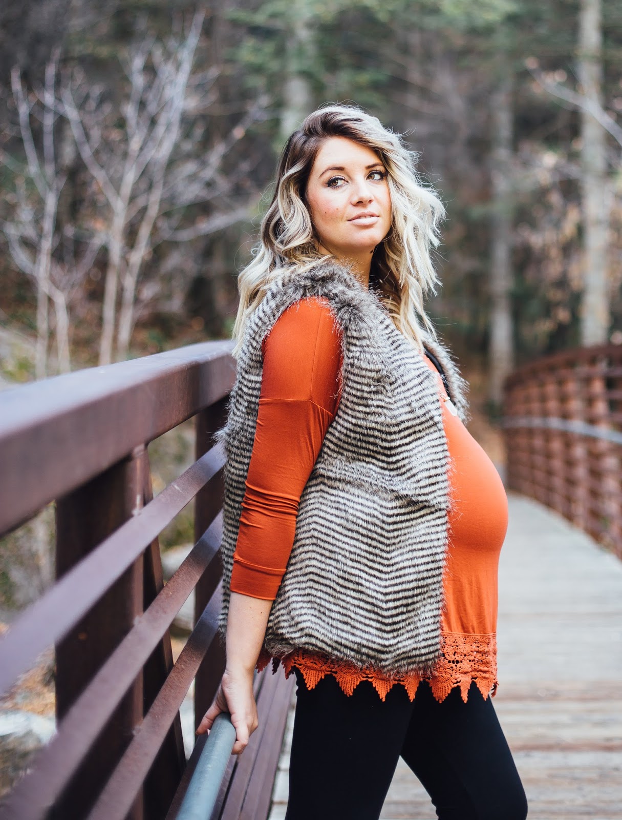 Fur Vest, Pregnant Outfit, Pregnant Style, High Pines Photography