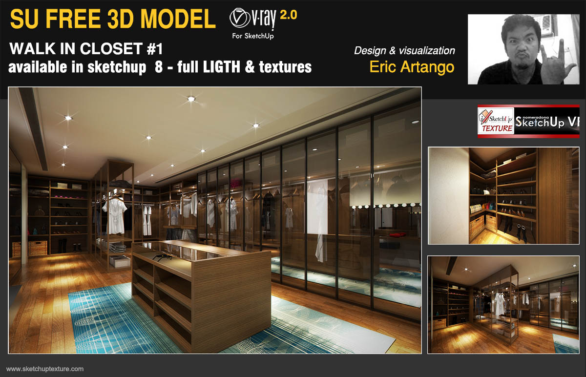 Free sketchup 3d model modern walk-in closet  #1 cover