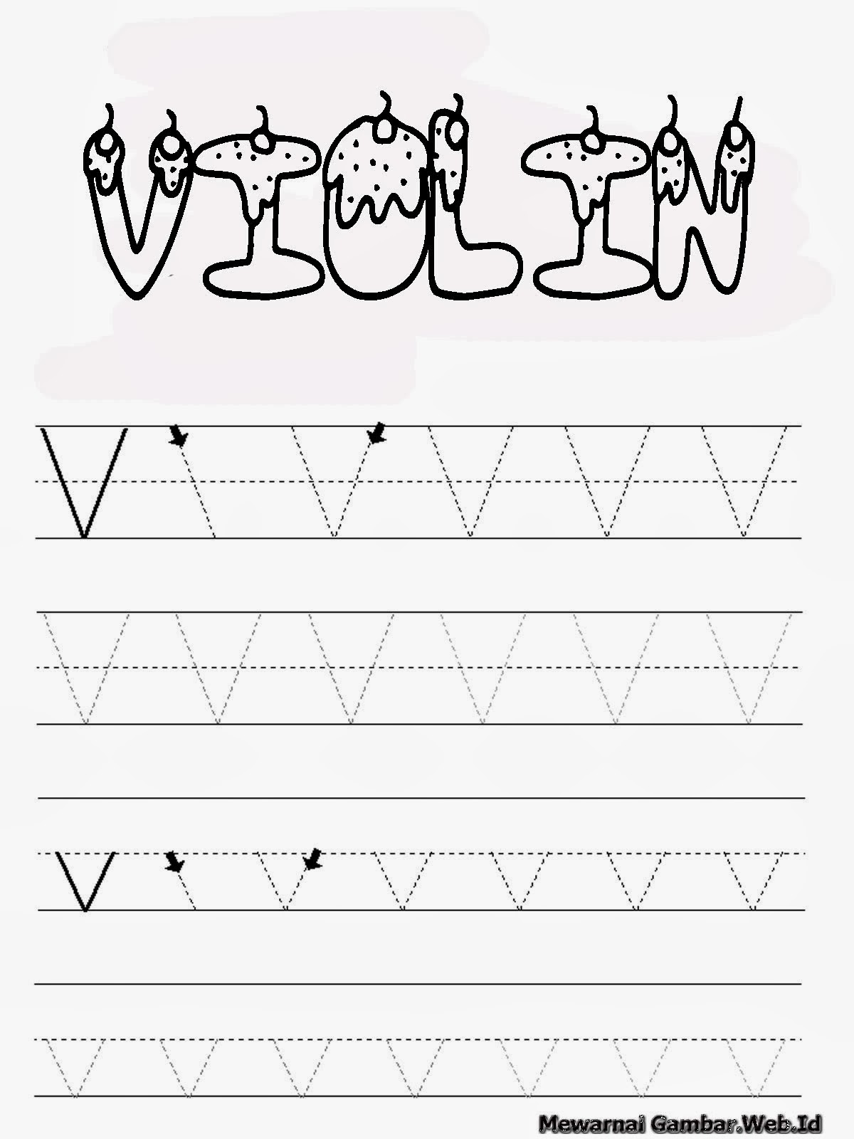 Belajar Menulis Huruf  Alfabet V Mewarnai Gambar