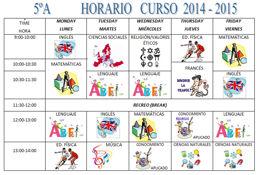 HORARIO CURSO 2014-15
