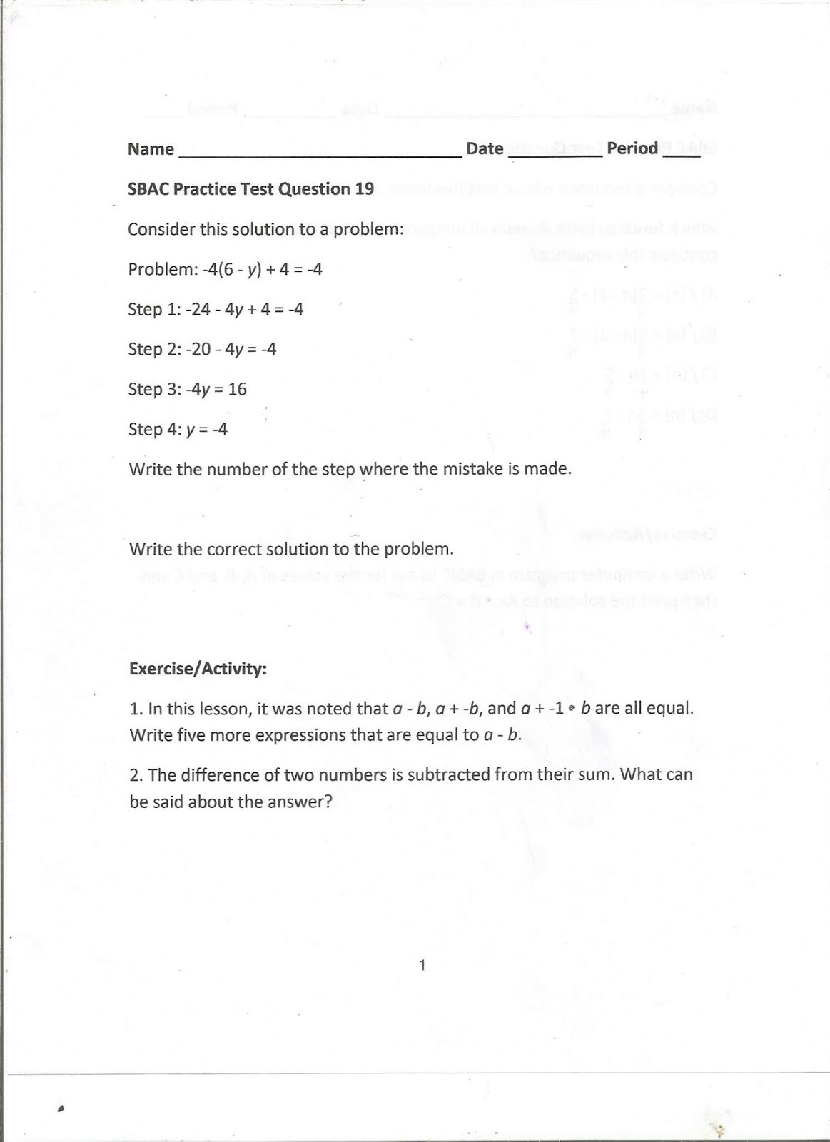 Geometry, Common Core Style: SBAC Practice Test Questions 19-20 (Day 173)