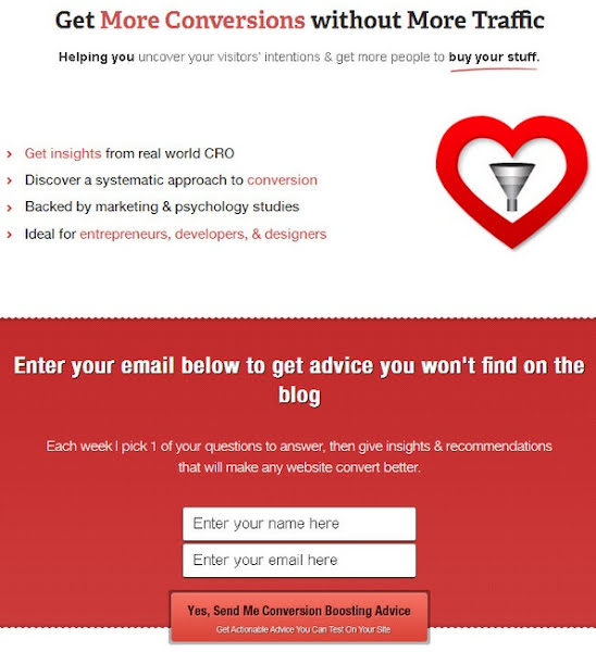 Conversion love home page opt in box