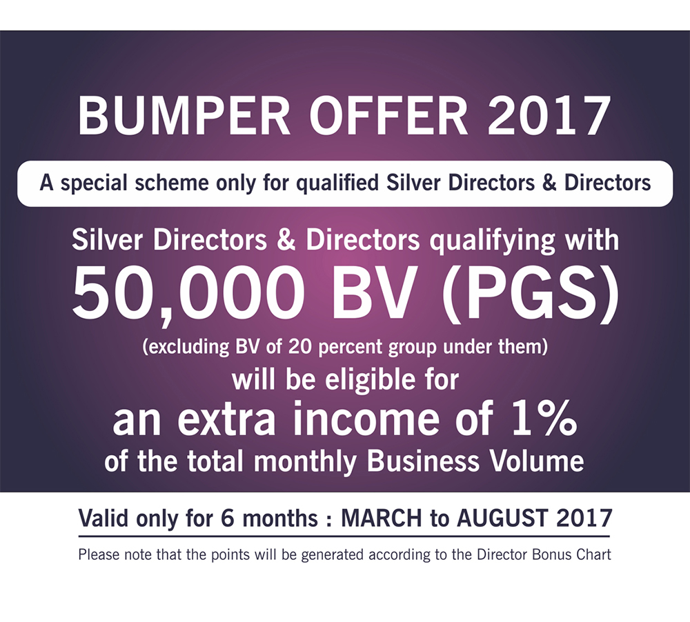 Vestige Bumper Offer 2017 for Qualified Silver Directors & Directors