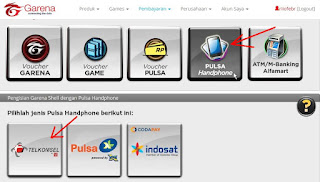 Cara mengisi Shell Point Blank Garena Lewat Pulsa