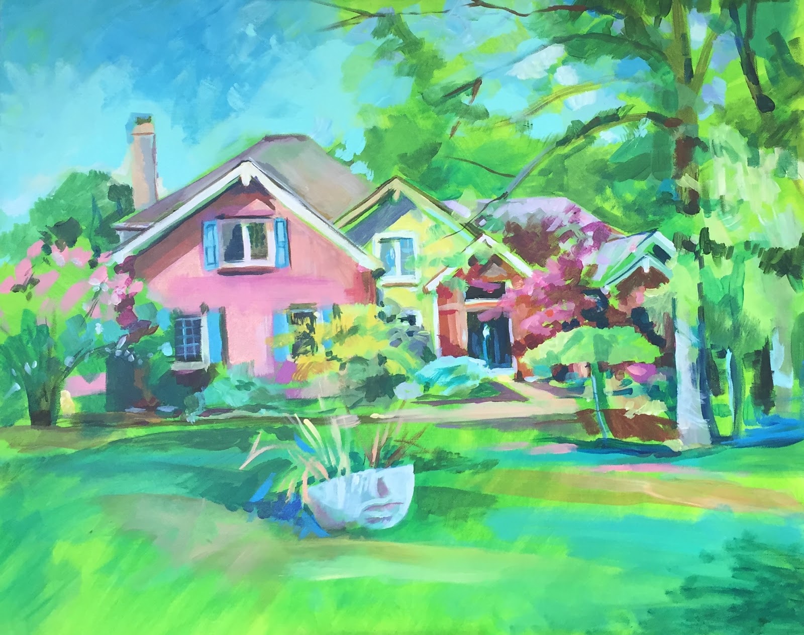 Today's Painting Progress Making Progress on a New Acrylic Home Portrait