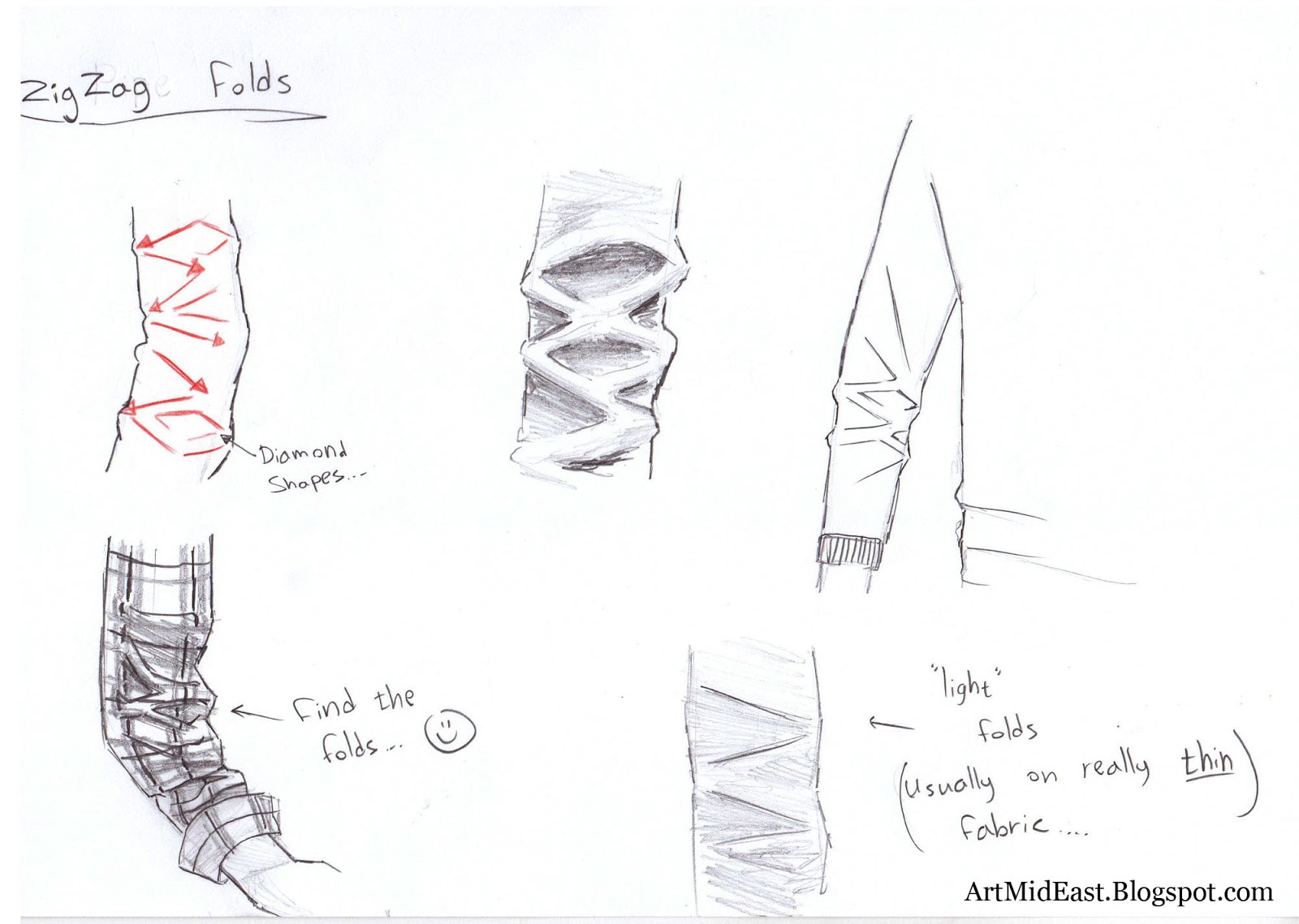 How to draw Clothes and Folds - Draw Folds Zigzag