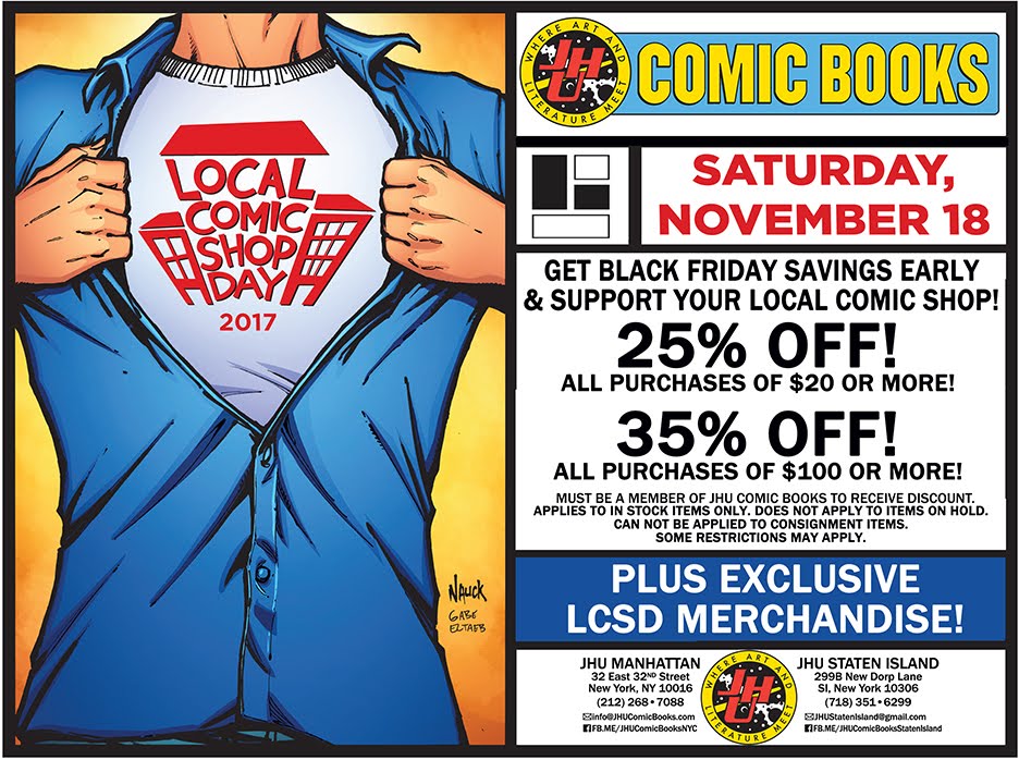 JHU Comic Books Saturday November 18th is Local Comic Shop Day!