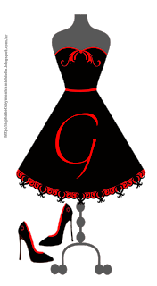 Abecedario Rojo sobre Vestido Negro. Red Alphabet in Black Dress.