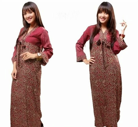 baju long dress motif batik terbaru 2017/2018