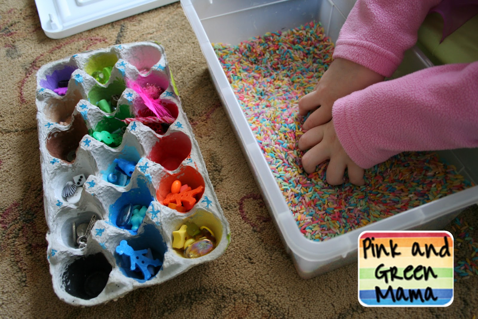 Pink and Green Mama * DIY Eye Spy Bottle Mini Sensory Box and Egg