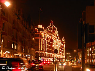 Harrods London at night