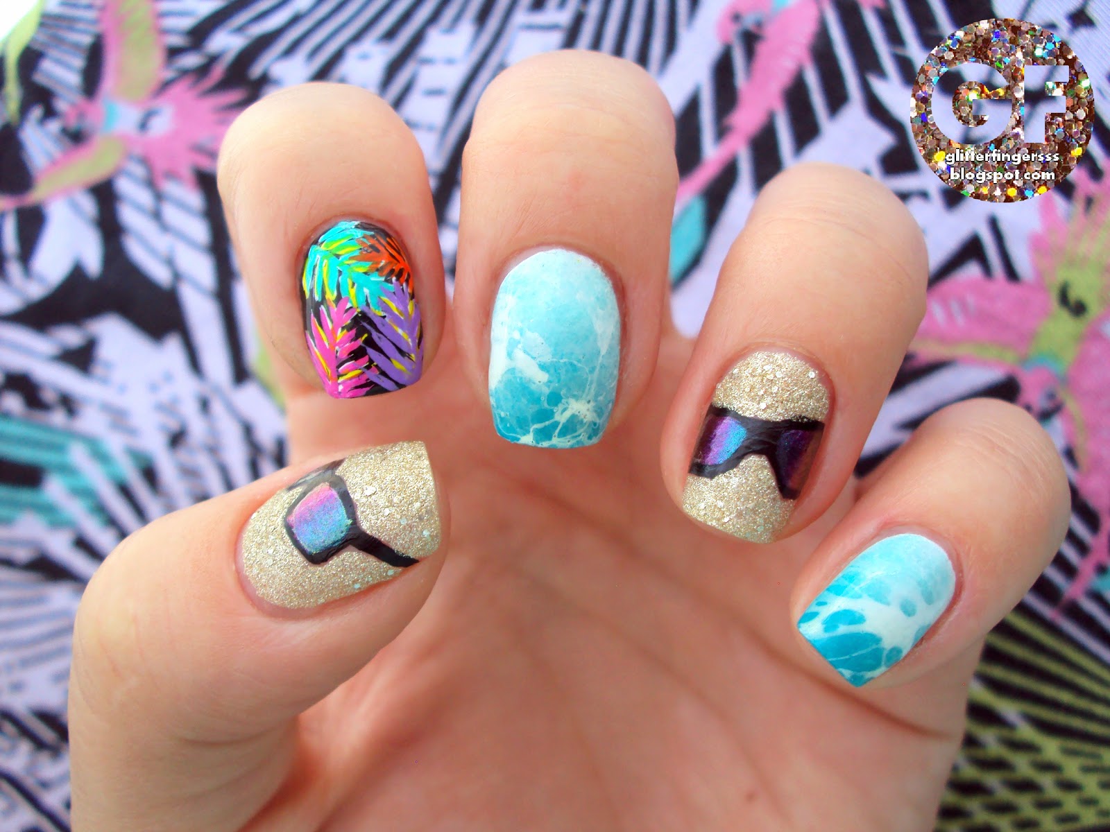 NAIL ART Shades In The Sand Glitterfingersss in english