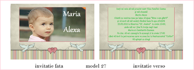 invitatii botez carte postala 