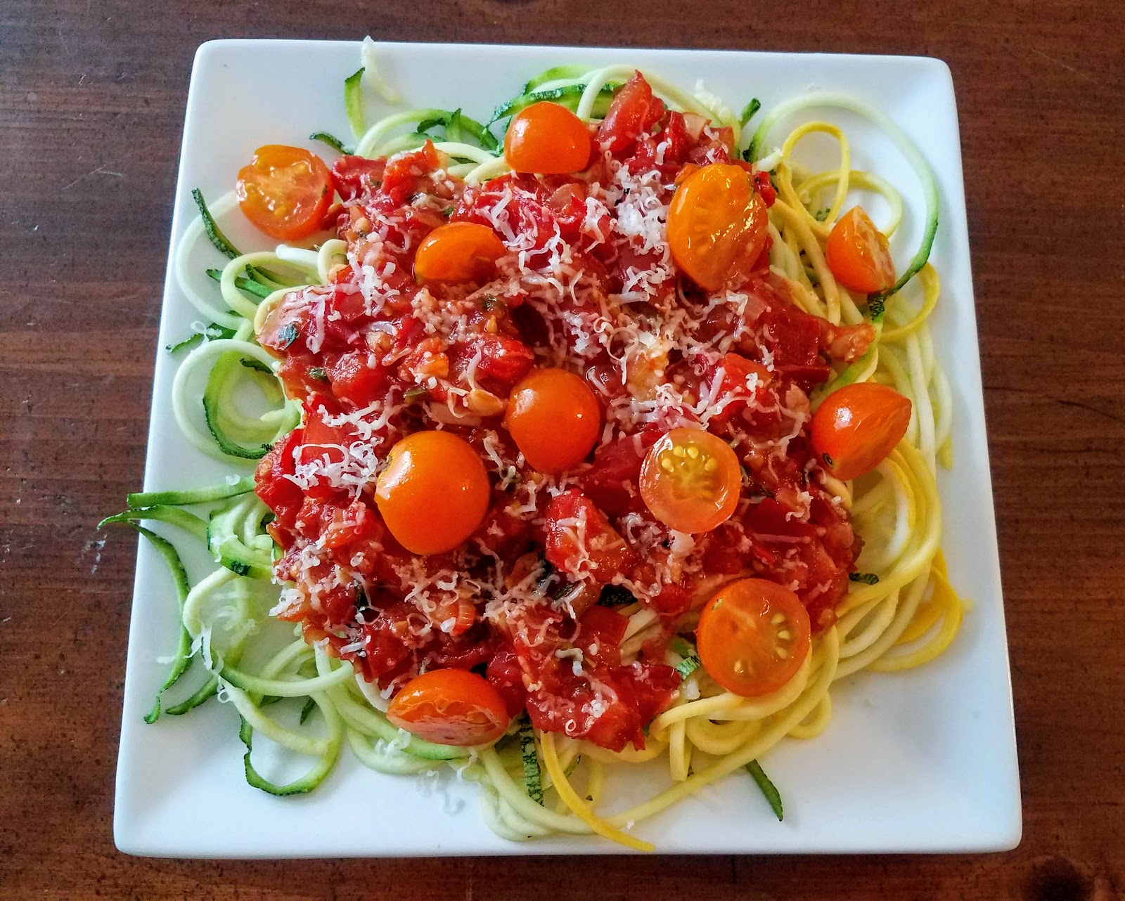 Zoodles with Fresh Marinara and Cherry Tomatoes