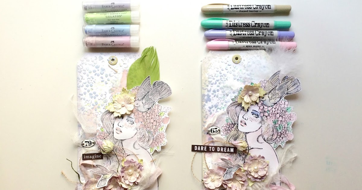 Cómo se usan los GELATOS y DISTRESS CRAYONS. TAG Shabby +TUTORIAL