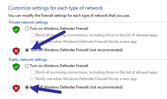 Windows Güvenlik Duvarını Nasıl Devre Dışı Bırakılır 9 disable Windows firewall select turn off radio option