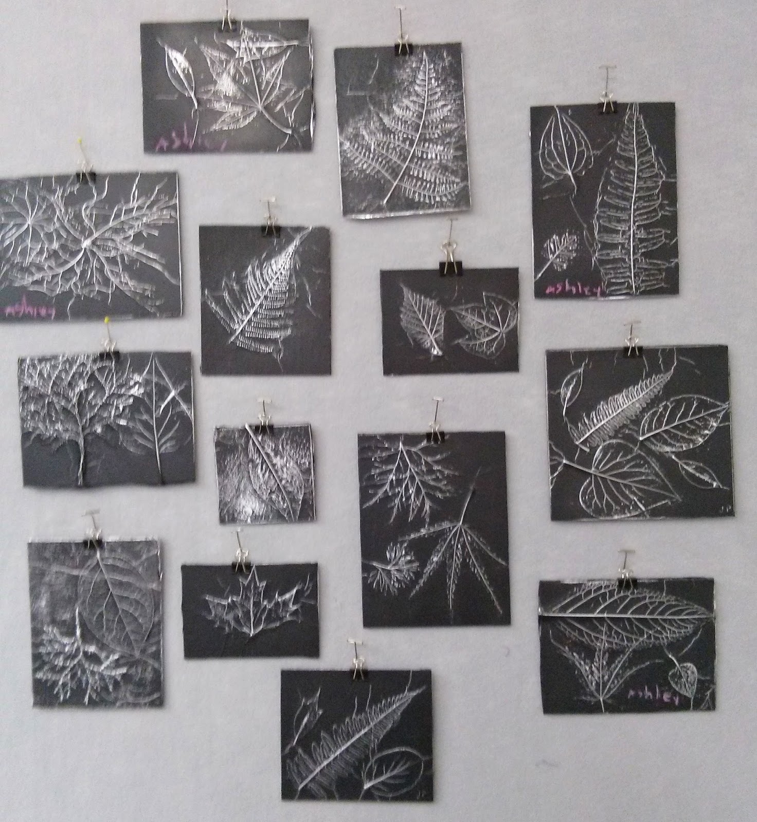 Kids Art Poulsbo Leaf Rubbings using aluminum foil