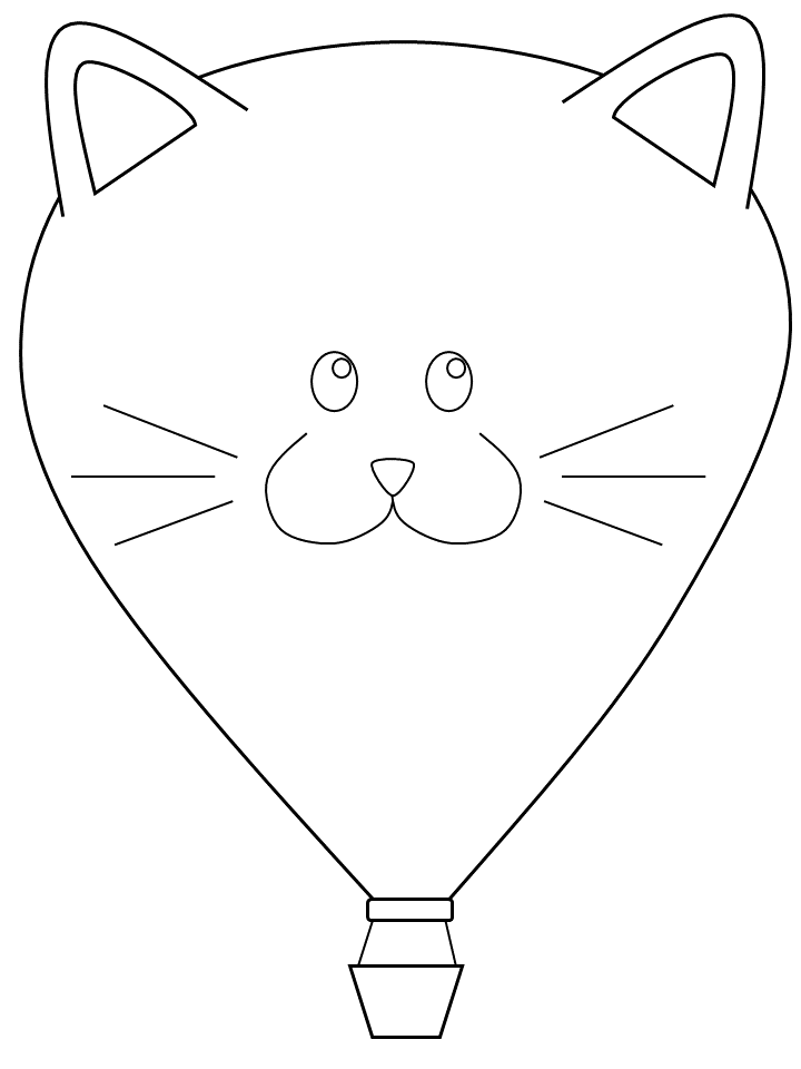 Tranh cho bé tô màu con mèo khinh khí cầu