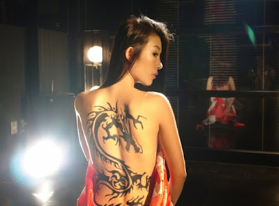 dragon on chinese girl tattoo