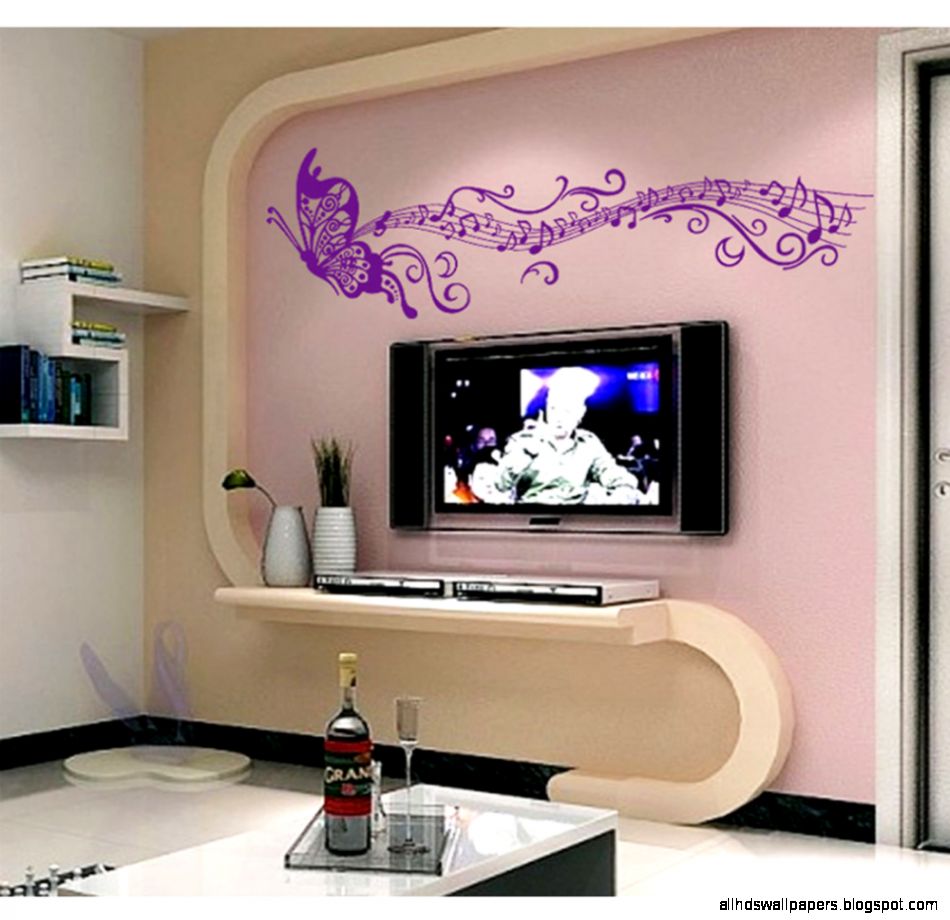 Butterfly Romantic Musical Notes Simple Purple DIY Wall Stickers