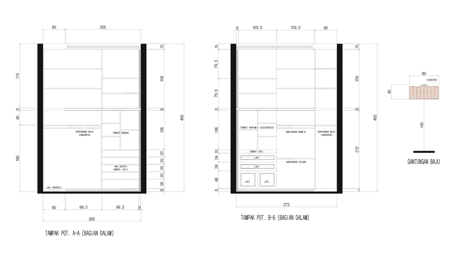 IDEsign - arsitektur: Lemari Pakaian Full Plafond