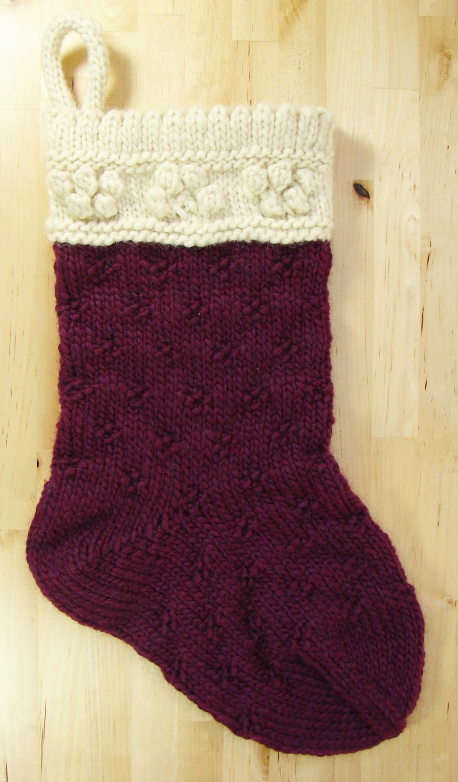 classic christmas stocking knit wool chunky cream white purple
