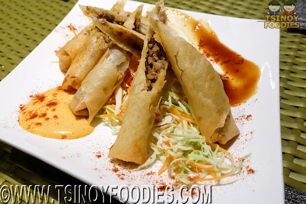beef cheese miso spring rolls