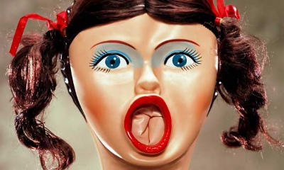 Sex-legetøj, hovede med stor åben mund, fra lolita pige/kvinde-dukke