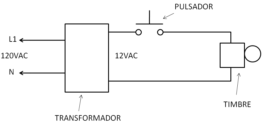 Circuito simple de control de timbre con pulsador
