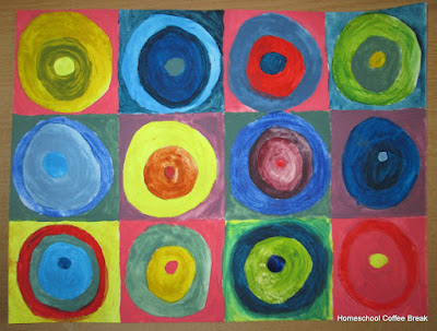 Kandinsky - Blogging Through the Alphabet - an artist study of Wassily Kandinsky and his colorful abstract art on Homeschool Coffee Break @ kympossibleblog.blogspot.com  #art #artiststudy #ABCBlogging