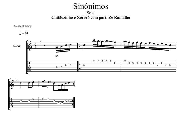 SINÔNIMOS (Chitãozinho e Xororó/Zé Ramalho) - Flauta Doce 