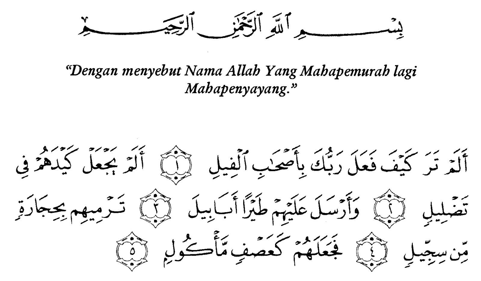 Mewarnai Gambar Tulisan Al Qur Surat Fiil Ayat 1 5