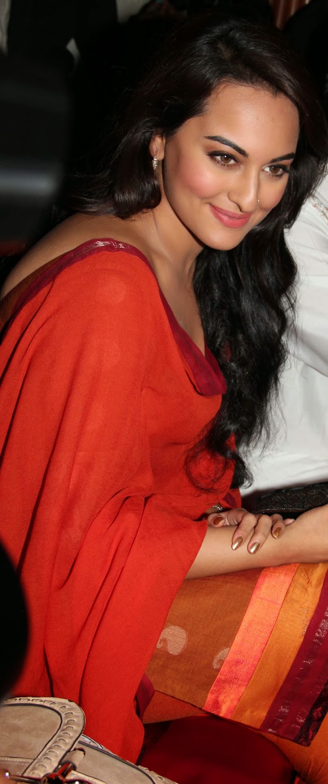 Sonakshi Sinha Spicy Stills In Colorful Red Dress