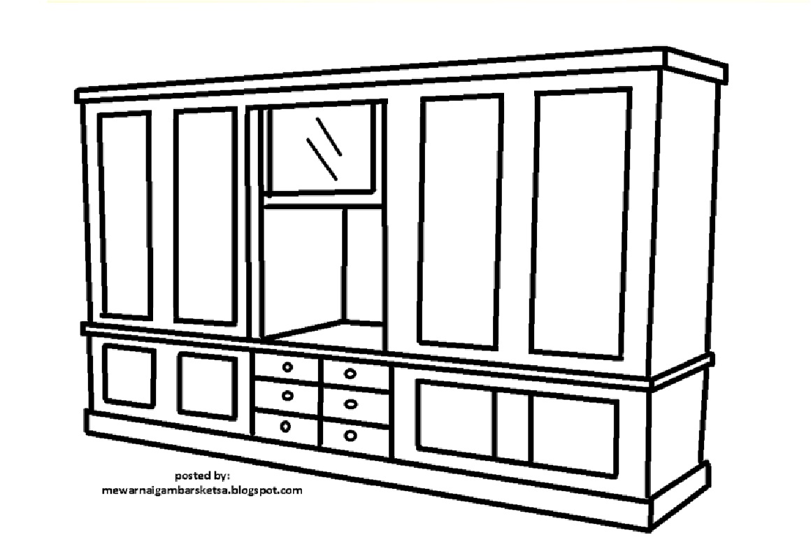 Mewarnai Gambar: Mewarnai Gambar Sketsa Lemari 2