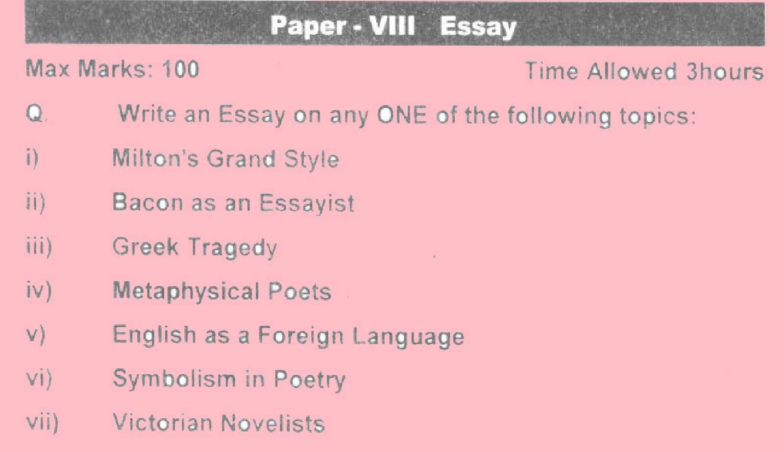 ma english part 2 past papers punjab university 2013 Essay