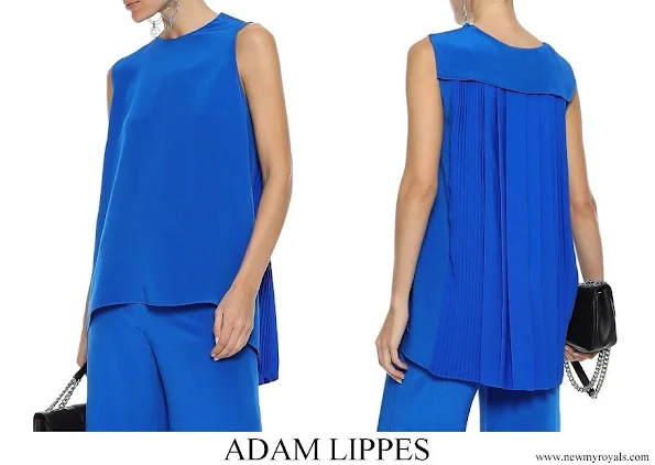 Meghan Markle wore ADAM LIPPES Pintucked silk crepe de chine top