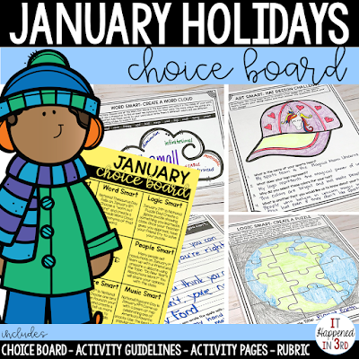 Check out the January Choice Board on Teachers Pay Teachers Picture of January Choice Board TpT Product