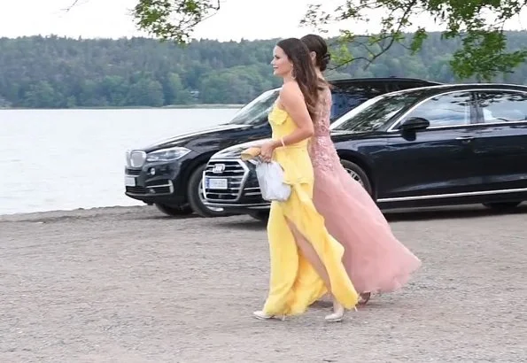 Princess Madeleine wore RED Valentino Natural Pleated Tulle Floral print Midi Dress. Queen Silvia, Crown Princess Victoria, Princess Sofia at wedding