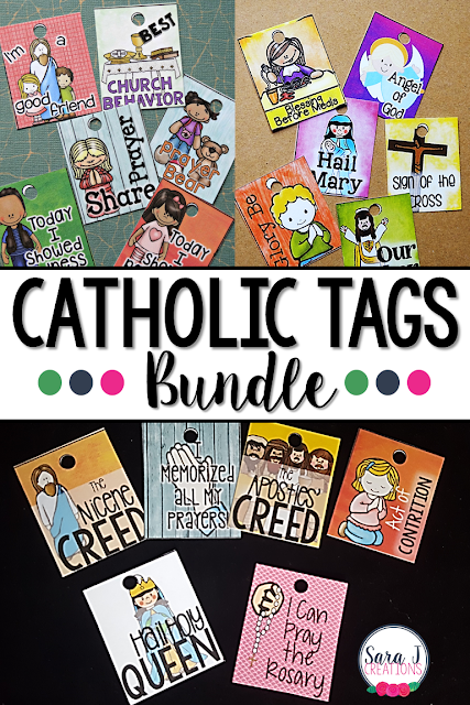 Catholic tags bundle is a great way to reward your students for positive behavior in the Catholic classroom. Reward tags allow you to celebrate and brag on your students behavior while also reminding and reinforcing lessons and Catholic concepts taught.