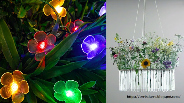 Цветочные люстры и лампы превратят скучный интерьер в цветущий луг