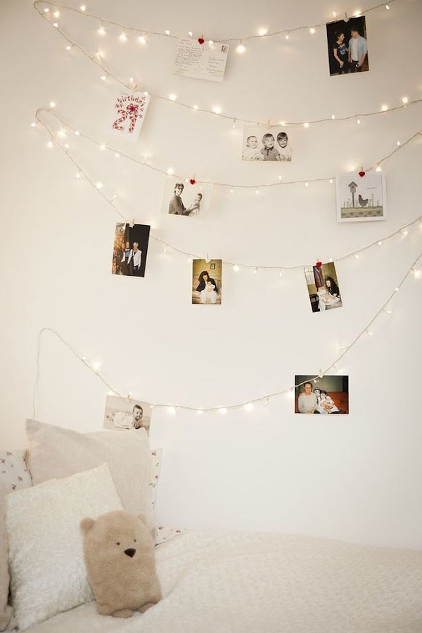Guirnalda de luces en la pared