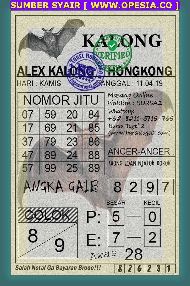 Syair Hk Hari Ini Kamis 11 April 2019 Okekode
