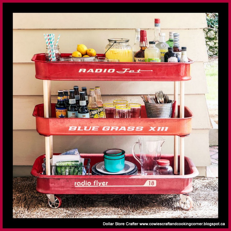 Dollar Store Crafter Turn Little Red Wagons Into This Cool Bar Cart
