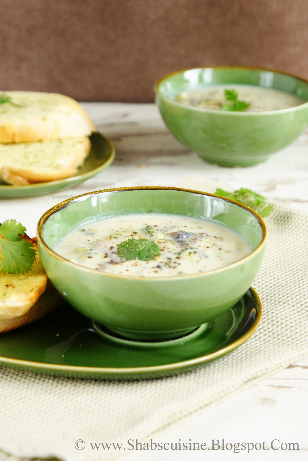 Shab's Cuisine Creamy Broccoli and Mushroom Soup