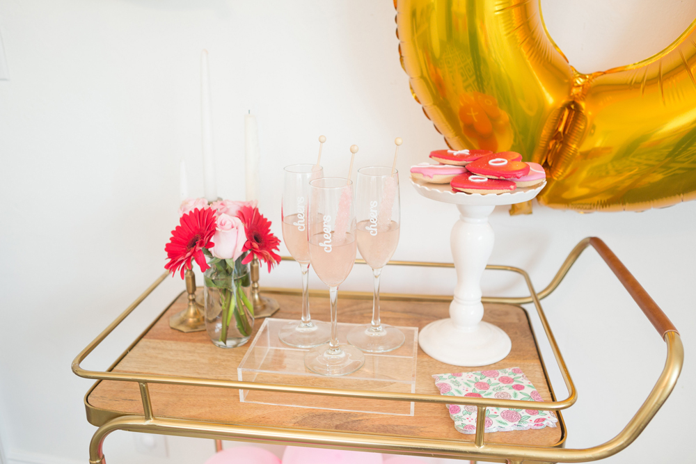 Galentines Day Bar Cart by popular party blogger Celebration Stylist