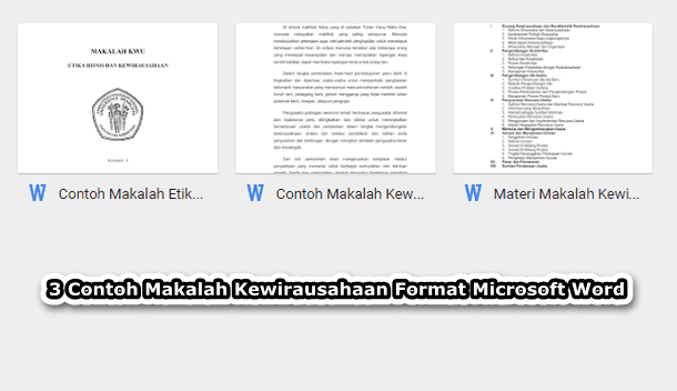 3 Contoh Makalah Kewirausahaan Format Microsoft Word