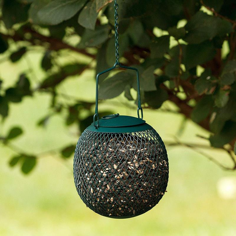 Comedero para pájaros en Malla Metalica Resistente - Alimentador Bola Verde Decorativa - Dispensador de Comida con Colgador para su jardín