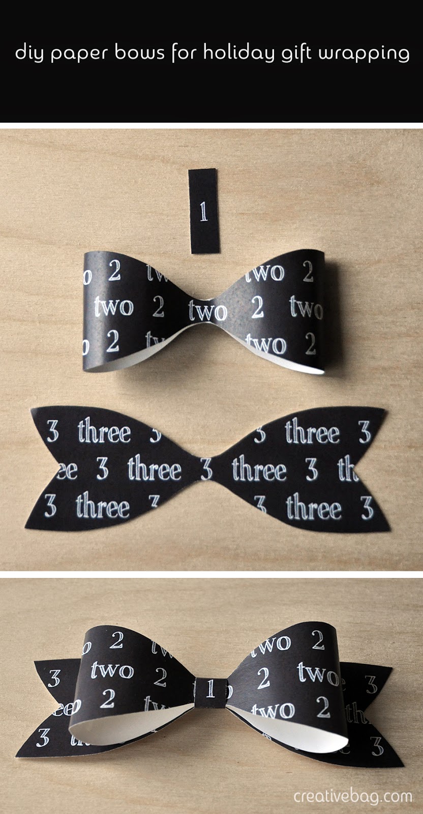 quick tutorial for creating paper bows - find lots of free downloads for paper bows on the blog | creativebag.com